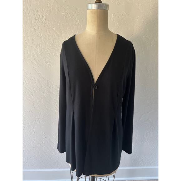 J JILL Womens One Button V-Neck Rayon Slinky Cardigan Blouse Size Small Black - Picture 7 of 11